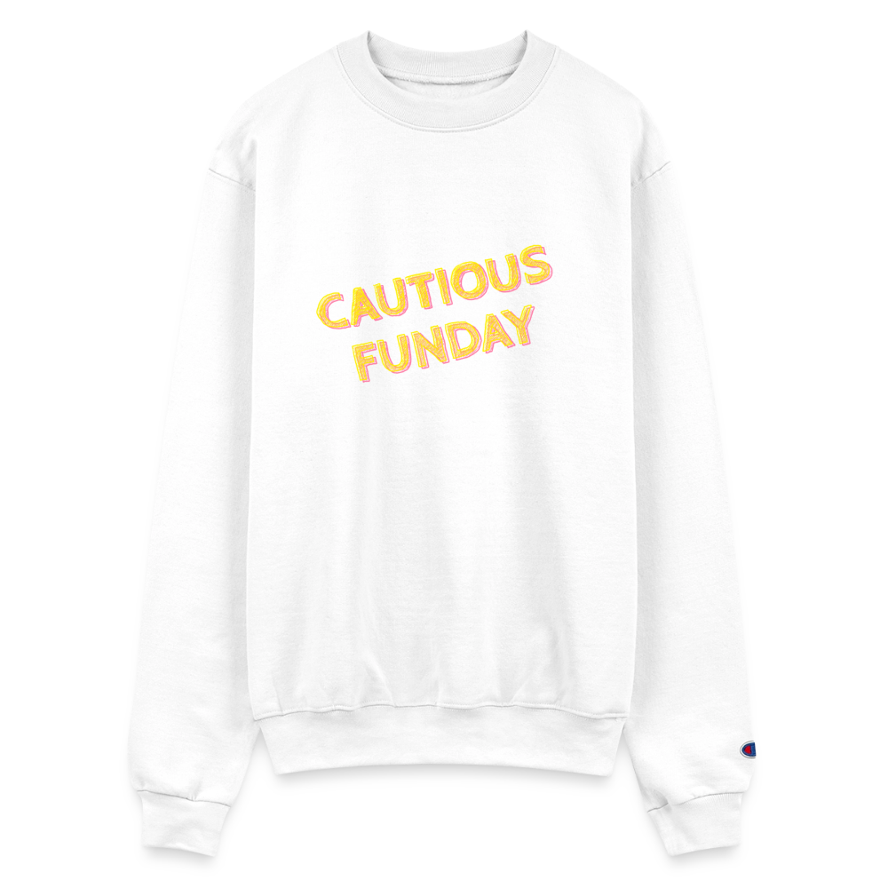 Cautious Funday Crew Sweatshirt - white