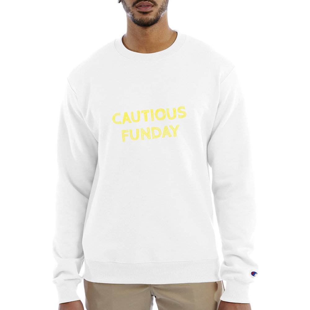 Cautious Funday Crew Sweatshirt - white