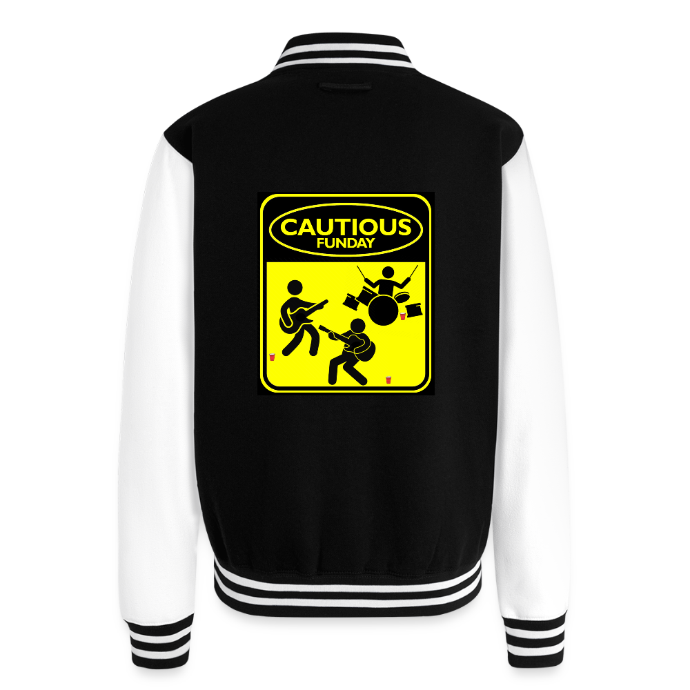 Cautious Letterman Jacket - black/white