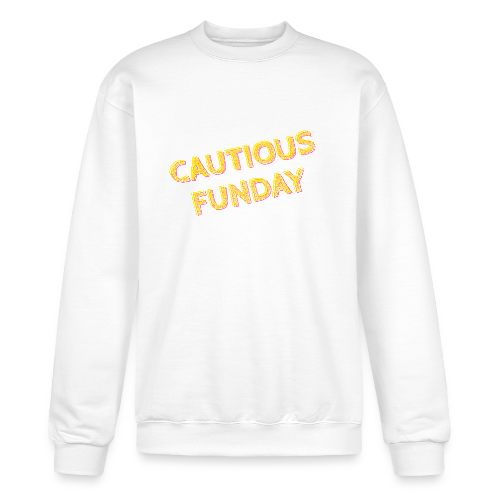 Cautious Funday Crew Sweatshirt - white