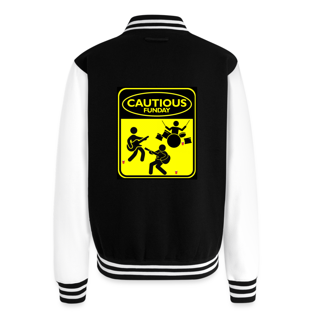 Cautious Letterman Jacket - black/white