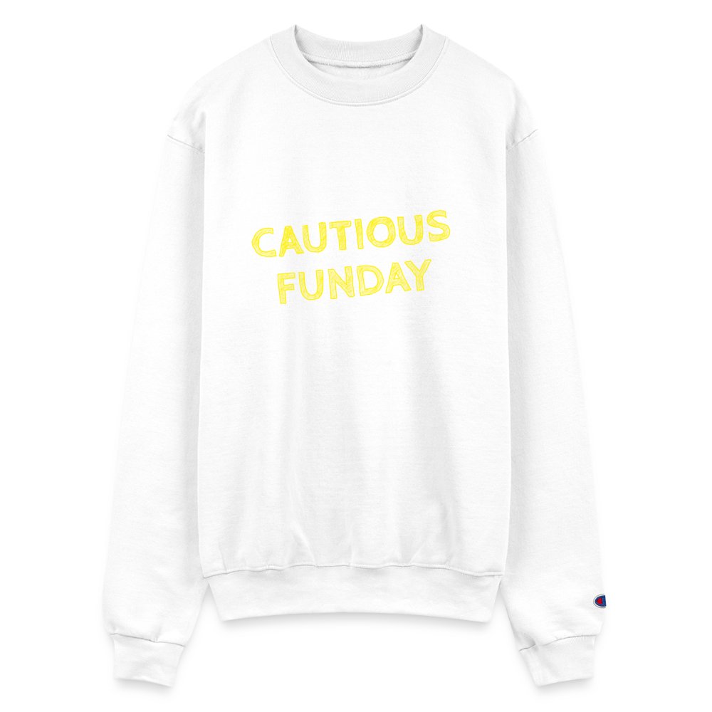 Cautious Funday Crew Sweatshirt - white