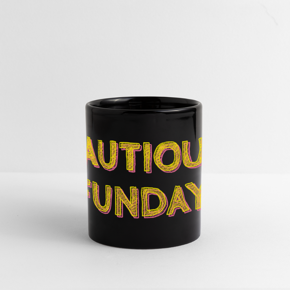 Cautious Funday Panoramic Mug - black