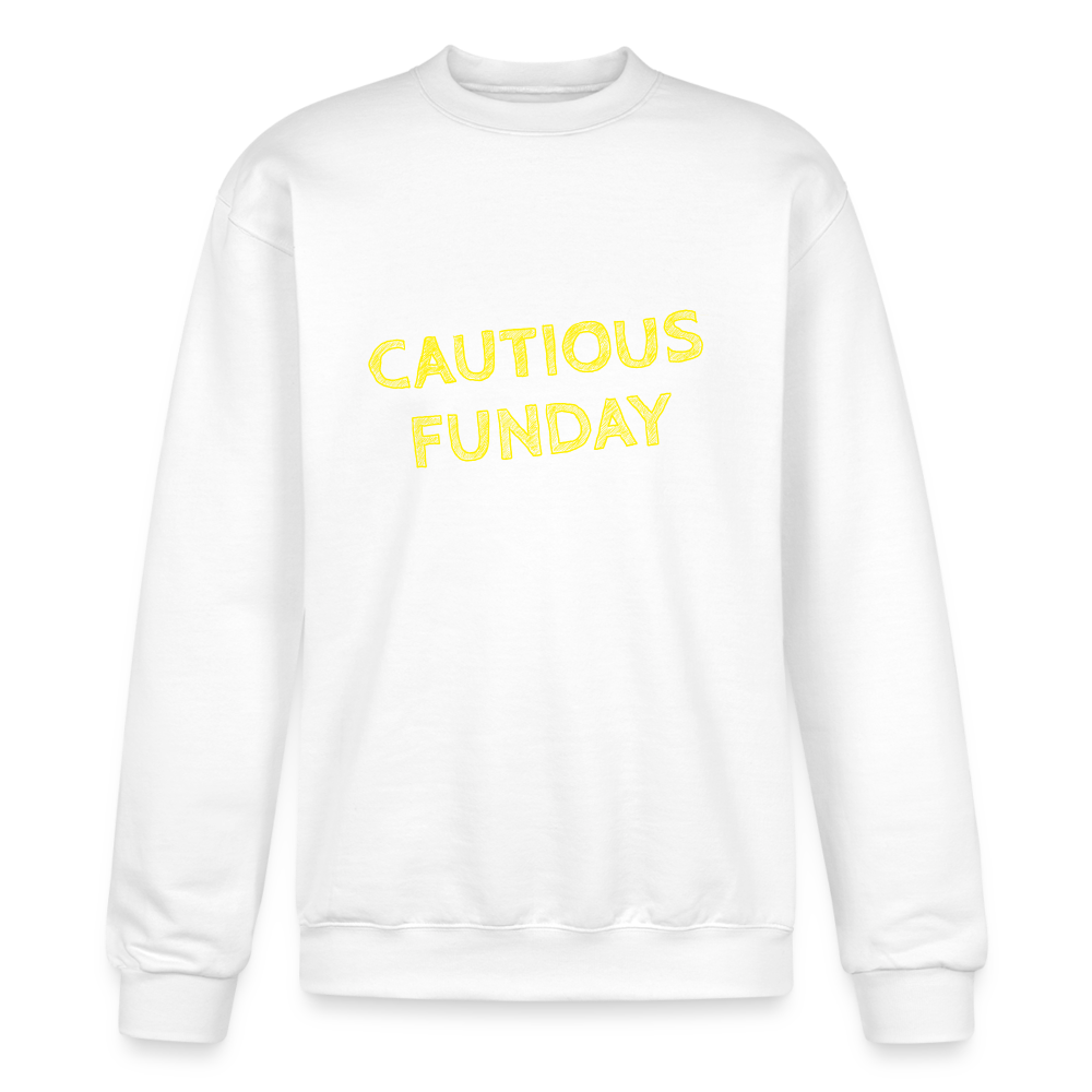 Cautious Funday Crew Sweatshirt - white
